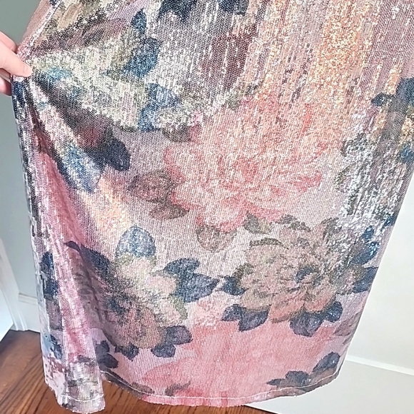 NWT! Anthropologie One Shoulder Floral Sequin Maxi Dress Size Medium - Picture 9 of 11